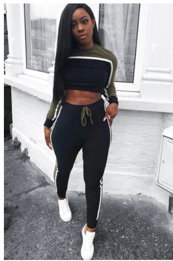 Conjunto deportivo casual con bloques de color para mujer